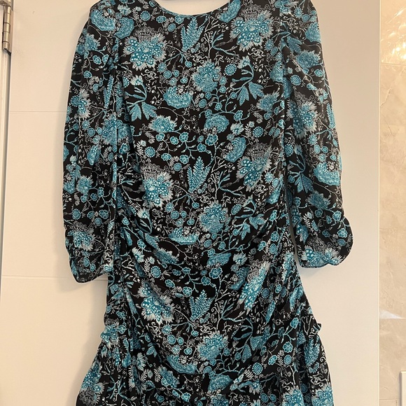 TANYA TAYLOR Raven Paisley Blue Floral Long Sleeve MiniDress - Picture 2 of 3